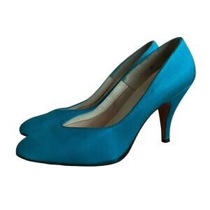 Vintage 60s Chandlers Women's French Room Original Pump Heel Blue 7.5AA